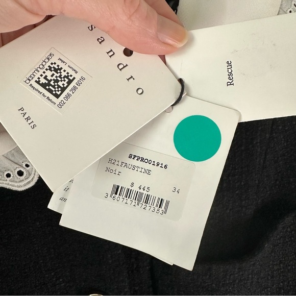 NWT SANDRO Black Tweed Short Peter Pan Collar Dress SZ EUR 34 US 2 XS - Picture 7 of 11